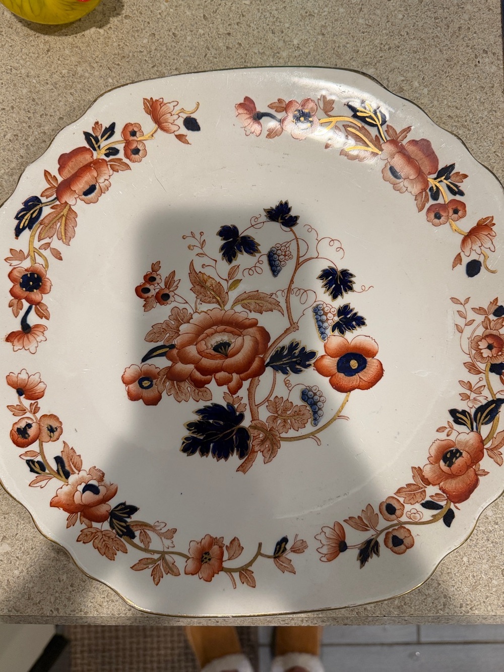 Wedgwood Porcelain Floral Serving platter in Orange, pinks, blues, Navy and Gold